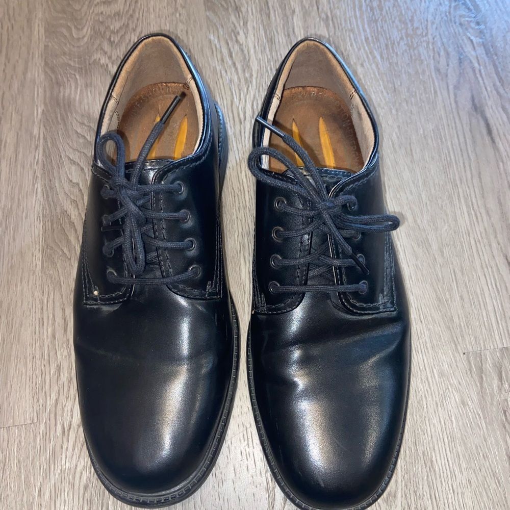 St. John's Bay Black Leather Lace-Up Oxfords 10M